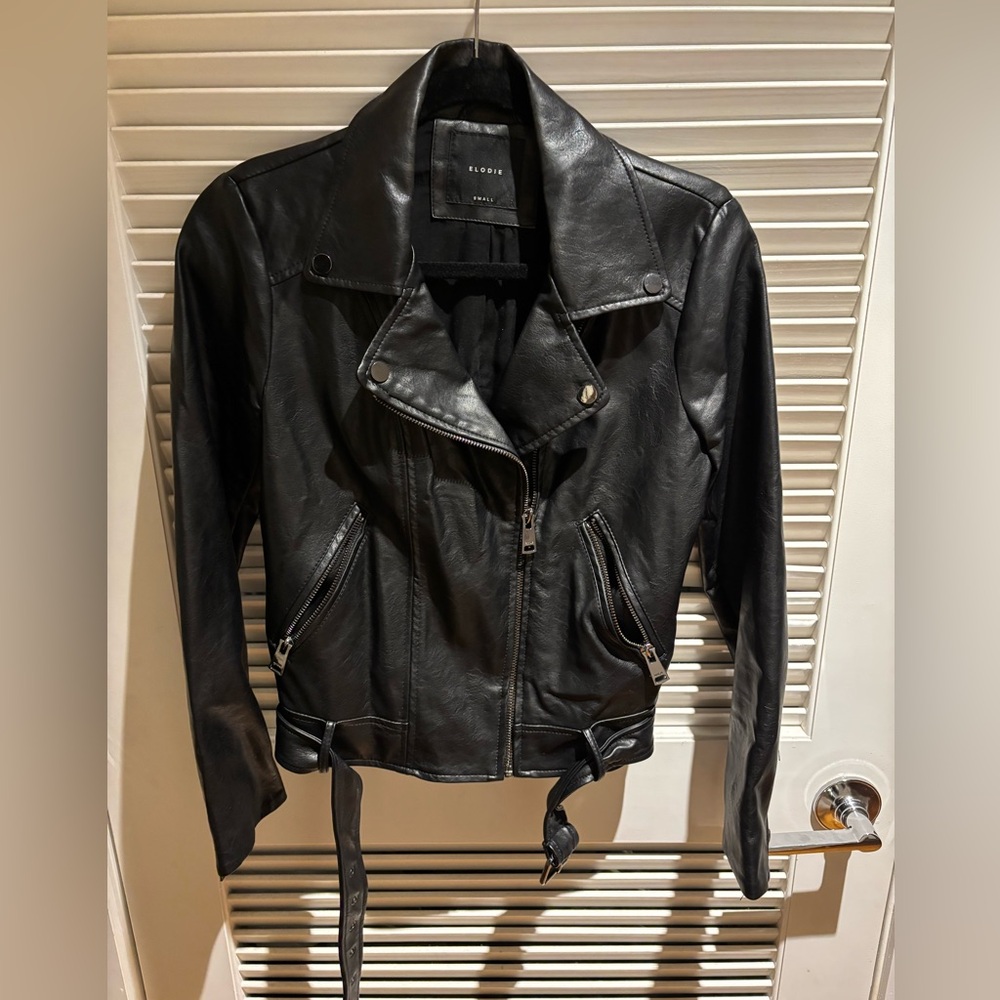 Elodie Black Leather Moto Jacket